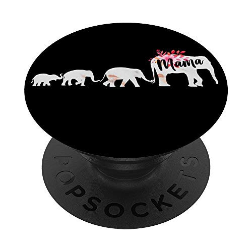 Mama Elephant Family - 3 Kiddos Elephant Gift for Mom - PopSockets PopGrip: Swappable Grip for Phones  and  Tablets