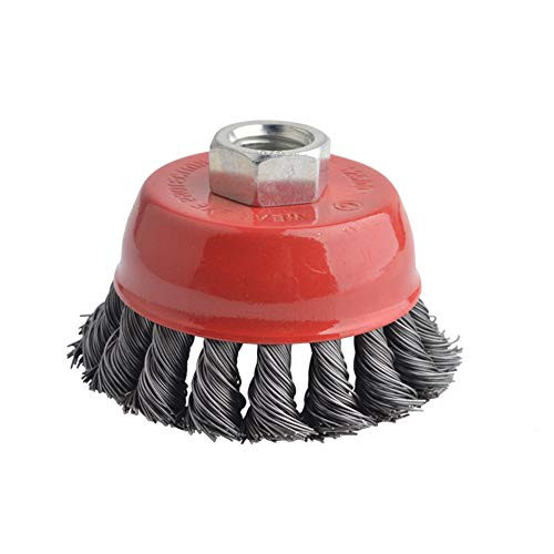 Gunpla 3 Inch Knotted Wire Cup Brush with 5/8 Inch-11 Threaded Arbor Heavy Duty Wires Brushes for Metal, Rust Corrosion Paint Removal