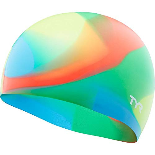 TYR Junior Tie Dye Swim Cap, Blue/Yellow, One Size