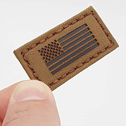 IR Mini 1x2 USA Flag Tan Coyote 50-Stars Infrared America Tactical Morale Fastener Patch