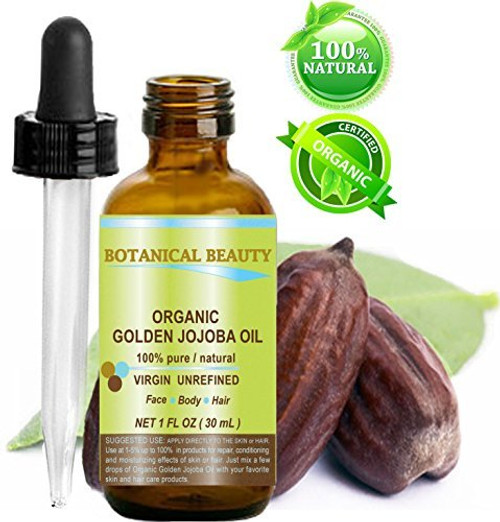 Botanical Beauty ORGANIC GOLDEN JOJOBA OIL 100percent Pure. For Face, Hair and Body. 1 Fl.oz- 30 ml. Botanical Beauty ORGANIC GOLDEN JOJOBA OIL 100percent Pure. For Face, Hair and Body. 1 Fl.oz- 30 ml.