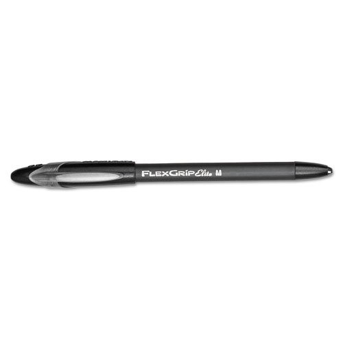 Paper Mate FlexGrip Elite Ballpoint Stick Pen, Black Ink, Medium, Dozen