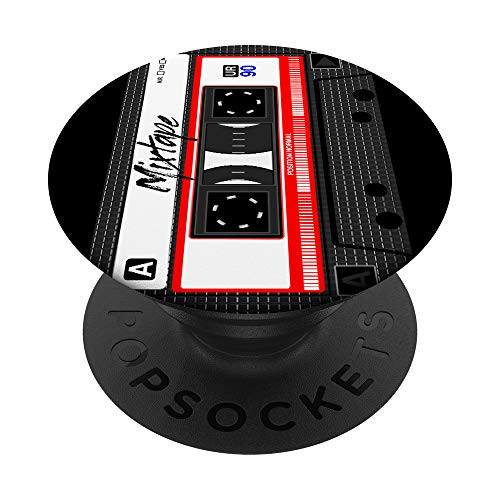 Cassette Tape Music Mix Audio 90s Party 80s Outfit Cassette PopSockets PopGrip: Swappable Grip for Phones  and  Tablets