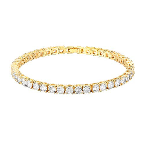 PAVOI 14K Gold Plated Cubic Zirconia Classic Tennis Bracelet Yellow Gold Bracelets for Women 4mm CZ, 6.5 Inches PAVOI 14K Gold Plated Cubic Zirconia Classic Tennis Bracelet Yellow Gold Bracelets for Women 4mm CZ, 6.5 Inches