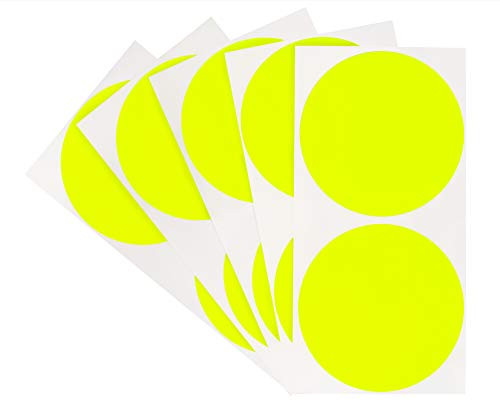 ChromaLabel 3 Inch Round Permanent Color-Code Dot Stickers, Inventory Labels, 100/Pack, Fluorescent Yellow