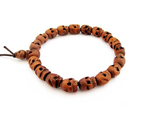 OVALBUY Wood Skull Beads Tibetan Buddhist Prayer Wrist Mala Bracelet OVALBUY Wood Skull Beads Tibetan Buddhist Prayer Wrist Mala Bracelet