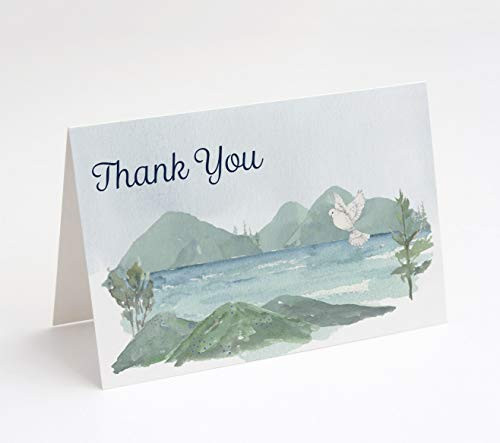 Watercolor Sympathy and Funeral Thank You Cards with Message Inside, 25 Cards with Envelopes, Made In The USA (Watercolor Mountain)
