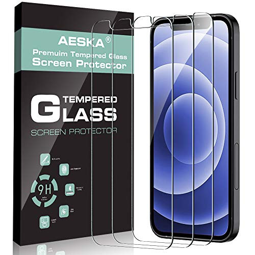 3 Pack  Aeska Screen Protector for iPhone 12 Mini, Tempered Glass Screen Protector for iPhone 12 Mini, Ultra-Thin Clear  Anti-Scratch  Case Friendly  High Definition Bubble Free (5.4 inch)