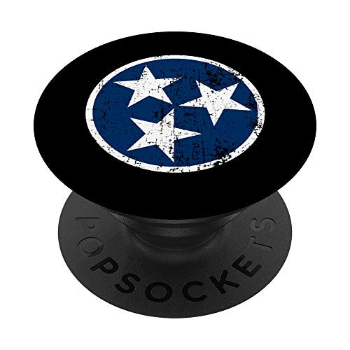 TN 3 Star Distressed Blue and White Tennessee State Flag PopSockets PopGrip: Swappable Grip for Phones  and  Tablets