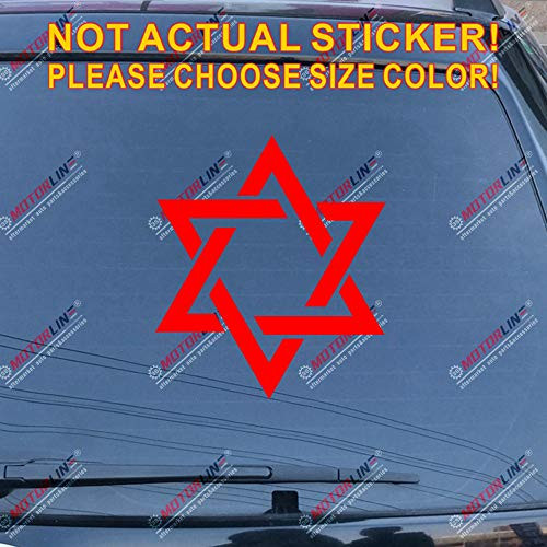 3S MOTORLINE Star of David Decal Sticker Magen David Israel Jew Jewish Car Vinyl Pick Size Color die Cut no bkgrd b (red, 8'' (20.3cm))