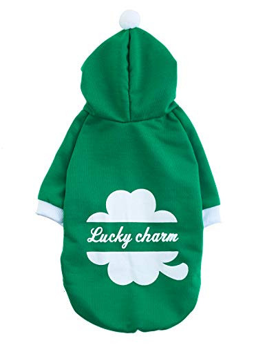 Coomour Pet Dog ST. Patrick's Day Hoodies Cat Clover Costume Puppy Clothes for Dogs Cats Outfit (XS)