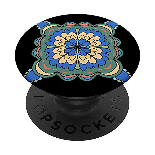 Beautiful Mandala Pattern - Artistic Slate Blue Khaki Grey PopSockets Grip and Stand for Phones and Tablets