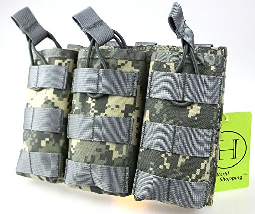 H World Shopping Tactical Molle M4 M16 AR15 Magazine Pouch Open Top Mag Holder Triple Airsoft MOLLE Mag Pouch (ACU)
