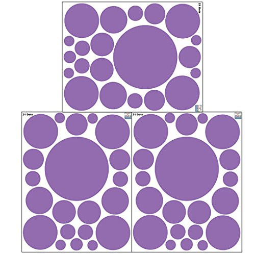 Polka Dot Wall Stickers, Wall Decor Stickers, Wall Dots, Vinyl Circle Room Dot Decals (Lavender)