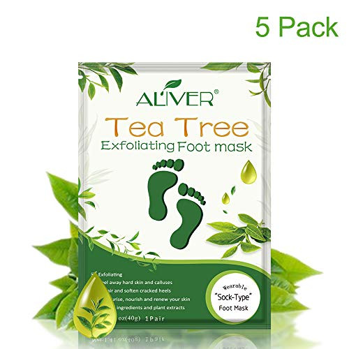 Foot Peel Mask 5 Pack,Exfoliating Foot Peel Mask for Cracked Heels,Dead Skin or Calluses,Repairs Rough Heel(Tea Tree) Foot Peel Mask 5 Pack,Exfoliating Foot Peel Mask for Cracked Heels,Dead Skin or Calluses,Repairs Rough Heel(Tea Tree)