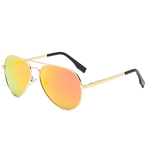 AZORB Polarized Aviator Sunglasses Mirrored Lens Metal Frame for Men Women, 100percent UV 400 Protection (Gold Frame/Red Mirrored)