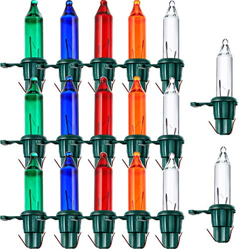Multicolor Replacement Bulbs, Mini Xmas Lights Wire Christmas Light Set Christmas Decorations, 2.5 Volt (RBG-25M) (200 Pieces)