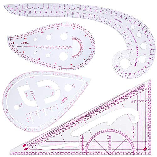 4 Style Metric Sewing Ruler, French Curve Ruler, Clear Sewing Ruler Set for Designers, Tailors, DIY Sewing