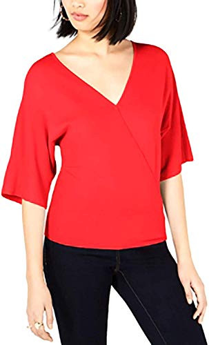 Bar III Women's Back Cutout Top (Red Ash, Medium)