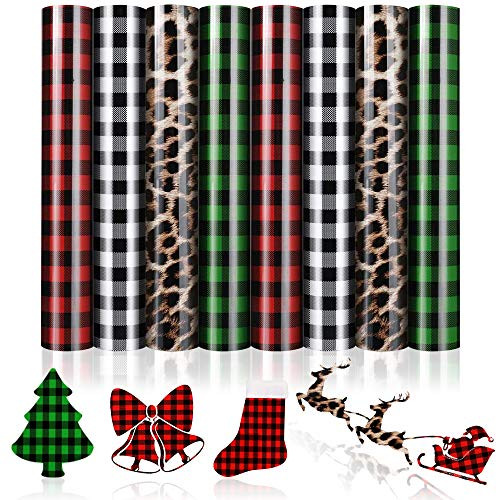Christmas Buffalo Plaid Iron-on Vinyl HTV Assorted Leopard Pattern Check Heat Transfer Vinyl Heat Transfer Vinyl for T-Shirts Fabric Craft, 12 x 10 Inch-8 Sheets Christmas Buffalo Plaid Iron-on Vinyl HTV Assorted Leopard Pattern Check Heat Transfer Vinyl Heat Transfer Vinyl for T-Shirts Fabric Craft, 12 x 10 Inch-8 Sheets