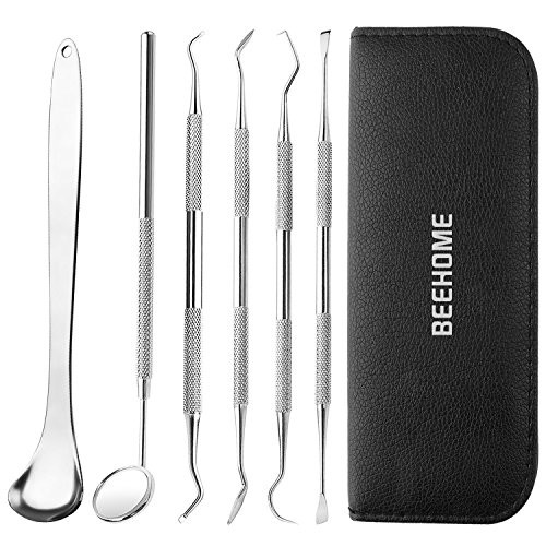 Dental Tools Kit 6Pcs,Tongue Cleaner Scraper Fresh Breath Tongue Scrapers Medical Grade Metal Tongue Scraping Cleaner with Carrying Case for Adults and Kids Tongue Oral Care Kit