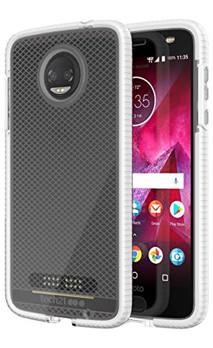 Tech21 Evo Check Ultra Slim Protection Case For Motorola Moto Z2 Force - Clear/White Retail Packaging