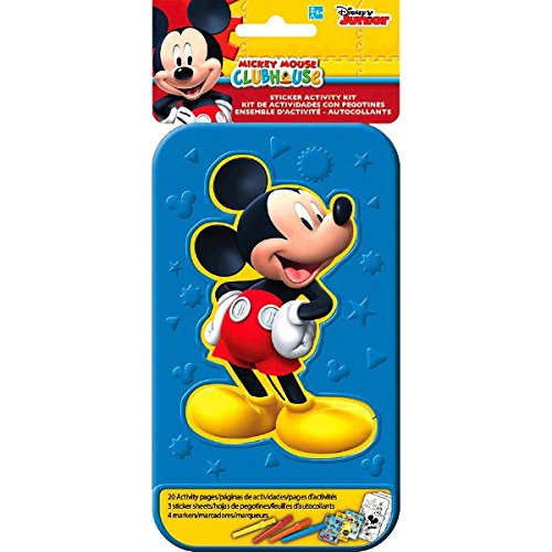 Disney Mickey Mouse Sticker Activity Kit | Party Favor | 1 plastic case with 20 activity pages and 4 markers
