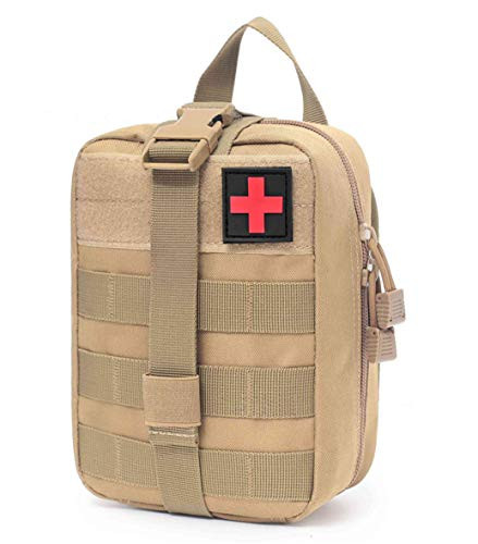 DOUN First Aid Pouch, Rip-Away EMT Tactical MOLLE Medical First Aid IFAK Utility Bag (Khaki)