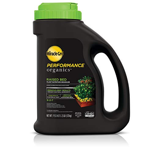 Miracle-Gro Performance Organics Raised Bed Plant Nutrition Granules - Plant Food with Natural  and  Organic Ingredients, for Vegetables, Fruits, Herbs and Flowers in Raised Beds, 2.5 lbs.