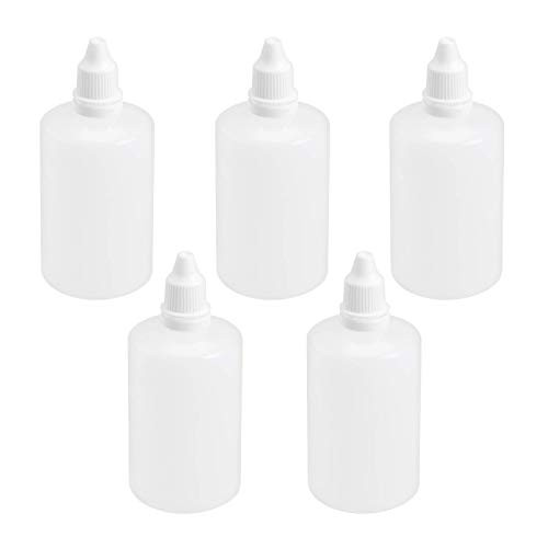 Wowlife 100ml Plastic Small Mouth Drop Bottles 5pcs Empty Squeezable Dropper Bottles Eye Liquid Dropper with Caps