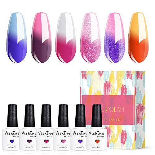 Vishine Color Changing Gel Nail Polish Set Mood Nail Gel Polish Temperature Color Changing UV LED Varnish Chameleon Gel Nail Art 10ml (Set001) Vishine Color Changing Gel Nail Polish Set Mood Nail Gel Polish Temperature Color Changing UV LED Varnish Chameleon Gel Nail Art 10ml (Set001)