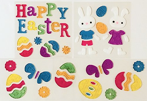 Fun Easter Spring Gel Clings: Bunny Friends, Eggs, Butterflies, and Flowers Decoration Pack for Windows, Mirrors, Car and More Fun Easter Spring Gel Clings: Bunny Friends, Eggs, Butterflies, and Flowers Decoration Pack for Windows, Mirrors, Car and More