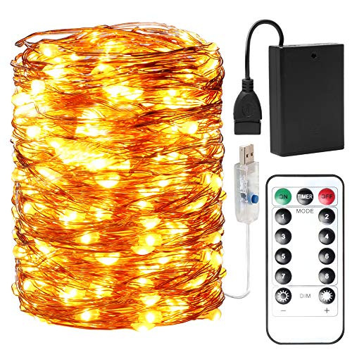innotree LED Fairy Lights Battery Operated and USB Powered, 66Ft 200LEDs String Lights with Remote Timer, Copper Wire Firefly Twinkle Lights for Bedroom Party Wedding Christmas Decoration, Warm White innotree LED Fairy Lights Battery Operated and USB Powered, 66Ft 200LEDs String Lights with Remote Timer, Copper Wire Firefly Twinkle Lights for Bedroom Party Wedding Christmas Decoration, Warm White