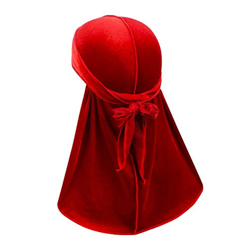 Premium Velvet Wave Durag - Silky Durag Headwraps with Extra Long Tail and Wide Straps for 360 Waves Red Premium Velvet Wave Durag - Silky Durag Headwraps with Extra Long Tail and Wide Straps for 360 Waves Red