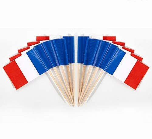 JAVD CYPS 100 Pcs France Flag French Toothpick Flags, Small Mini Stick Cupcake Toppers French Flags,Country Picks Party Decoration Celebration Cocktail Food Bar Cake Flags JAVD CYPS 100 Pcs France Flag French Toothpick Flags, Small Mini Stick Cupcake Toppers French Flags,Country Picks Party Decoration Celebration Cocktail Food Bar Cake Flags