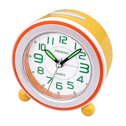 Analog Alarm Clock, Compact Non Ticking Bedside Travel Silent Alarm Clock with Loud Alarm, Night Light, Snooze, Battery Operated Wake Up Clock Yellow Analog Alarm Clock, Compact Non Ticking Bedside Travel Silent Alarm Clock with Loud Alarm, Night Light, Snooze, Battery Operated Wake Up Clock Yellow