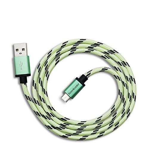 Luminous Braided Micro Usb Cables High Speed Charging Cable Charging Cord Line Data Cable USB 2.0 A Male to Micro B(Green 10FT)