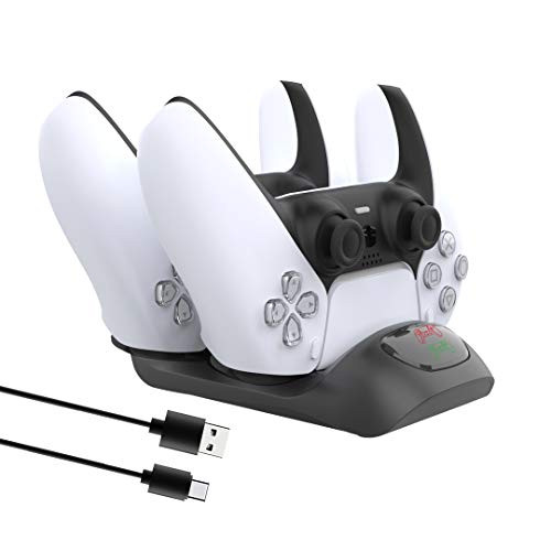 Charger for PS5 Dualsense Controller,Fast Charging Station with LED Indicator,Dual USB-C Ports Charging Dock Stand for Playstation 5 Wireless Controller