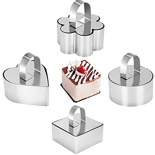 4 Pack Cake Ring Set Stainless Steel Mousse and Pastry Mini Cooking Ring Mold with Pusher for Cooking Mousse Desserts 4 Pack Cake Ring Set Stainless Steel Mousse and Pastry Mini Cooking Ring Mold with Pusher for Cooking Mousse Desserts