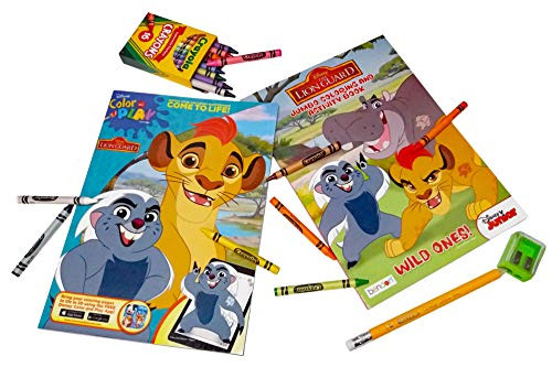 Lion Guard Coloring Book Bundle - 2 Lion Guard Coloring Books with 1 Pack of Crayola Crayons 16 ct. Plus Free Bonus 1 Jumbo Pencil and 1 Sharpener.
