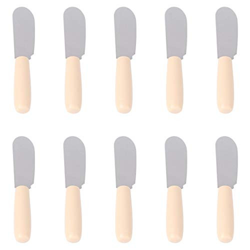 YARNOW 10pcs Cheese Spreaders with Wood Handle Stainless Steel Butter Spreader Cream Sandwich Cheese Cake Pastry Condiment Knives