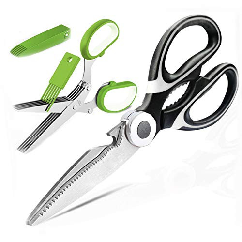 Molovee Kitchen Shears Stainless Steel,Kitchen Scissors Heavy Duty with Herb Scissors,Sharp Scissors for All Purpose