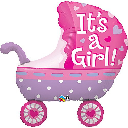 Qualatex Foil Balloon 043289 It's A Girl Baby Stroller 35" Multicolor