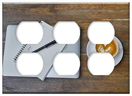 Triple Duplex Outlet Wall Plate Cover - Computer Laptop Notebook Pen Table Technology