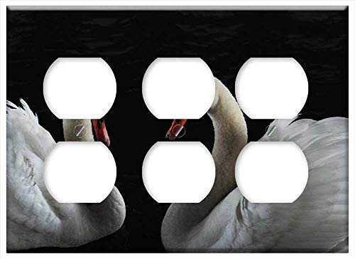 Triple Duplex Outlet Wall Plate Cover - Bird Swan Wild Animals Wild Birds Beach Pen Triple Duplex Outlet Wall Plate Cover - Bird Swan Wild Animals Wild Birds Beach Pen
