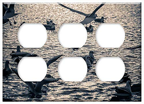 Triple Duplex Outlet Wall Plate Cover - Birds Bird Animal Nature Lake Flight Pen