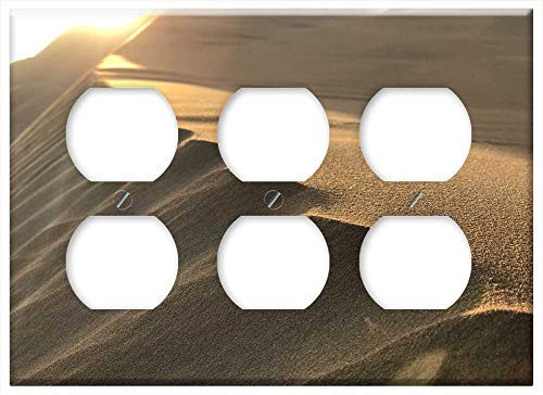Triple Duplex Outlet Wall Plate Cover - Desert Sand Scenic Remote Hot Dry Landscape