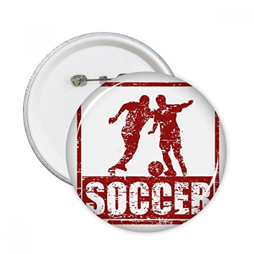Red Football Player Grab Football Round Pins Badge Button Emblem Accessory Decoration 5pcs