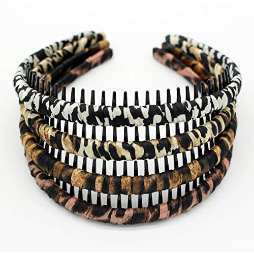 JOBAND Leopard Print hairbands,hair Headbands for women Fashion Hair Accessories Non-slip hair hairband Resin comb teeth hair hoop (4 color)