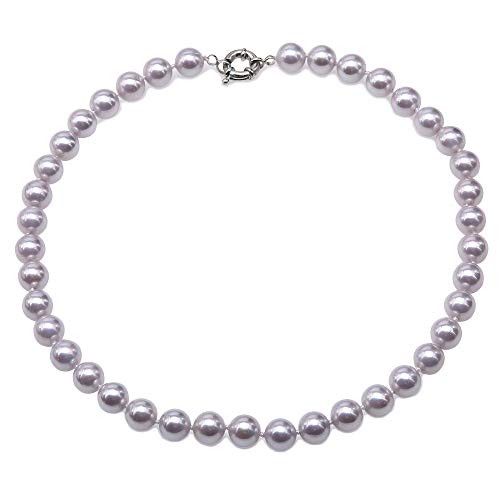 JYXJEWERLRY Fashion Shell Pearl Necklace 8mm Lavender Round South Seashell Pearl Necklace for Ladies 18 inch JYXJEWERLRY Fashion Shell Pearl Necklace 8mm Lavender Round South Seashell Pearl Necklace for Ladies 18 inch